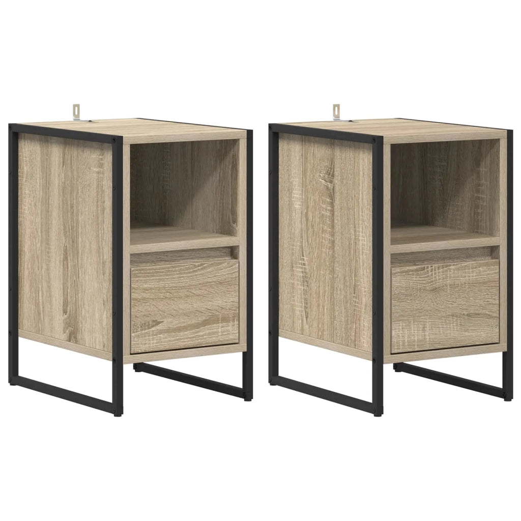 Set di 2 Comodini | Armadio da Notte | Mobiletto da notte Sonoma 39,5 x 30 x 50 cm Legno multistrato