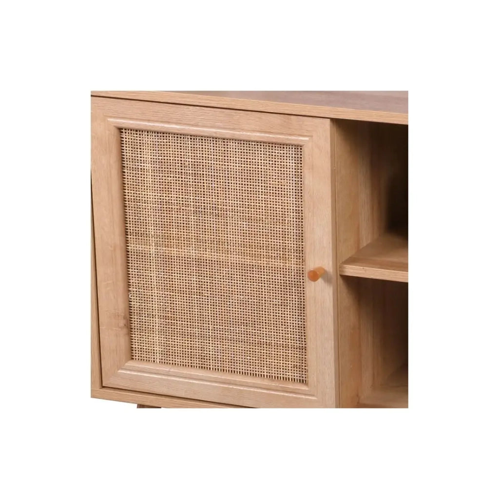 Comò ALTA in rovere chiaro con porta in rattan - Design scandinavo e pratico per il storage