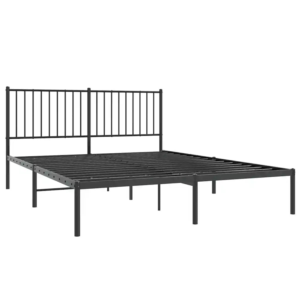 Giroletto con Testiera-Struttura Letto con testiera in Metallo Nero 160x200 cm 930745