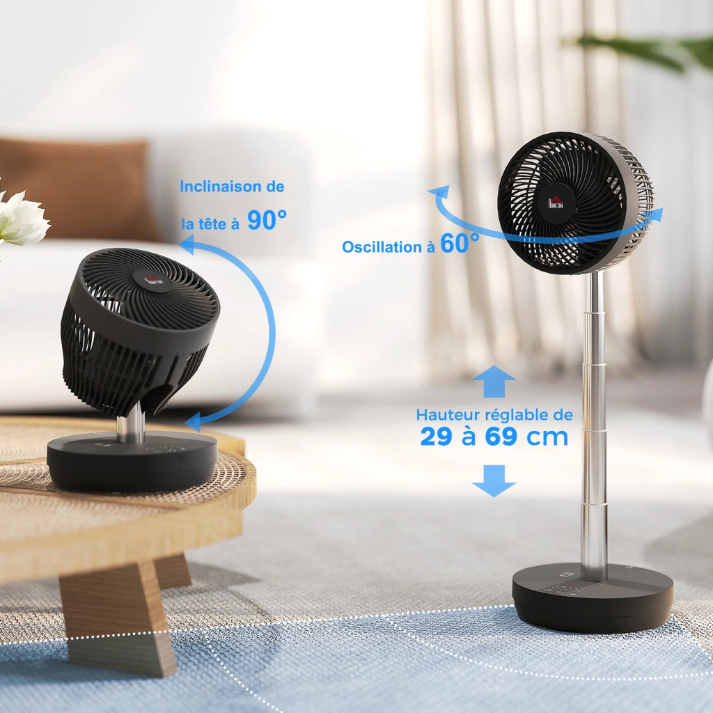 Ventilatore da scrivania con telecomando e batteria ricaricabile USB ¨C zephmum ¨C nero, regolabile in altezza e inclinazione