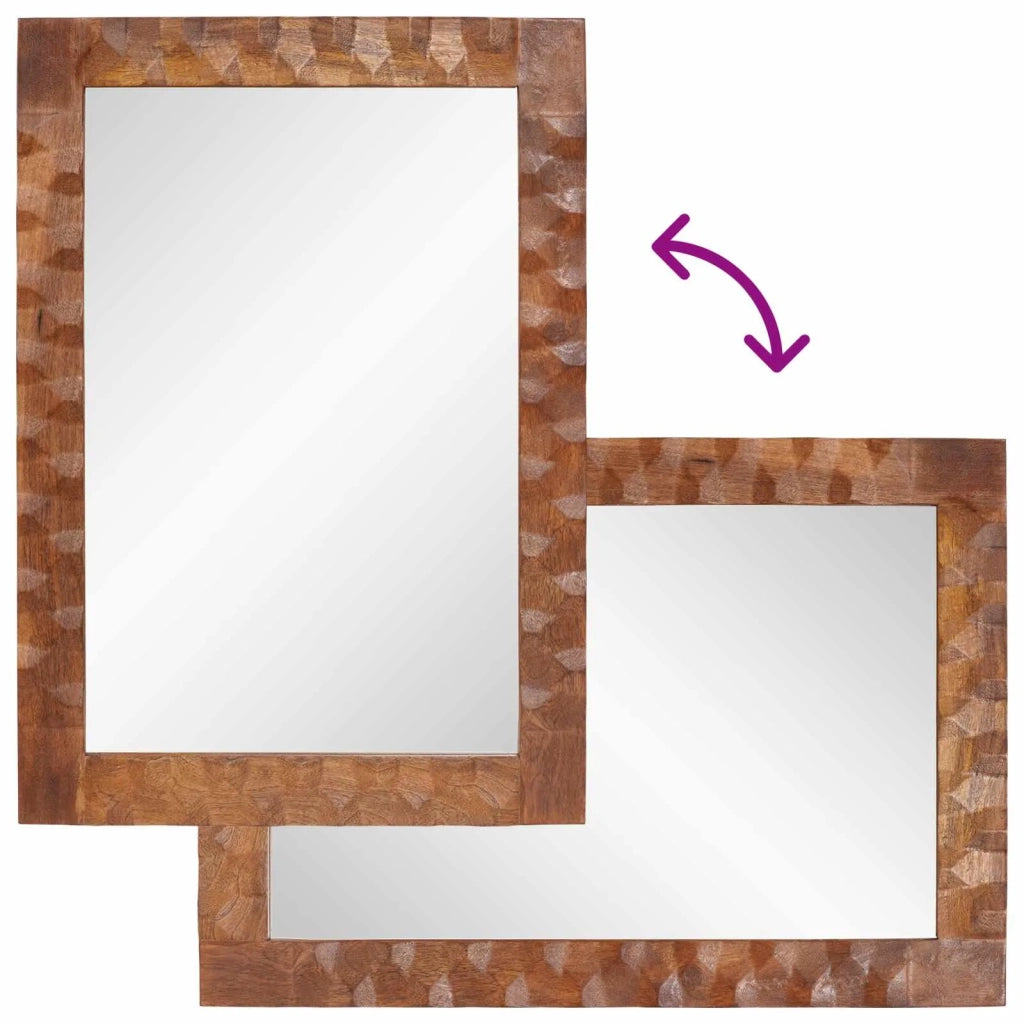 Specchio da bagno-Specchio decorativo Finitura Marrone Acacia 50 x 70 x 3 cm