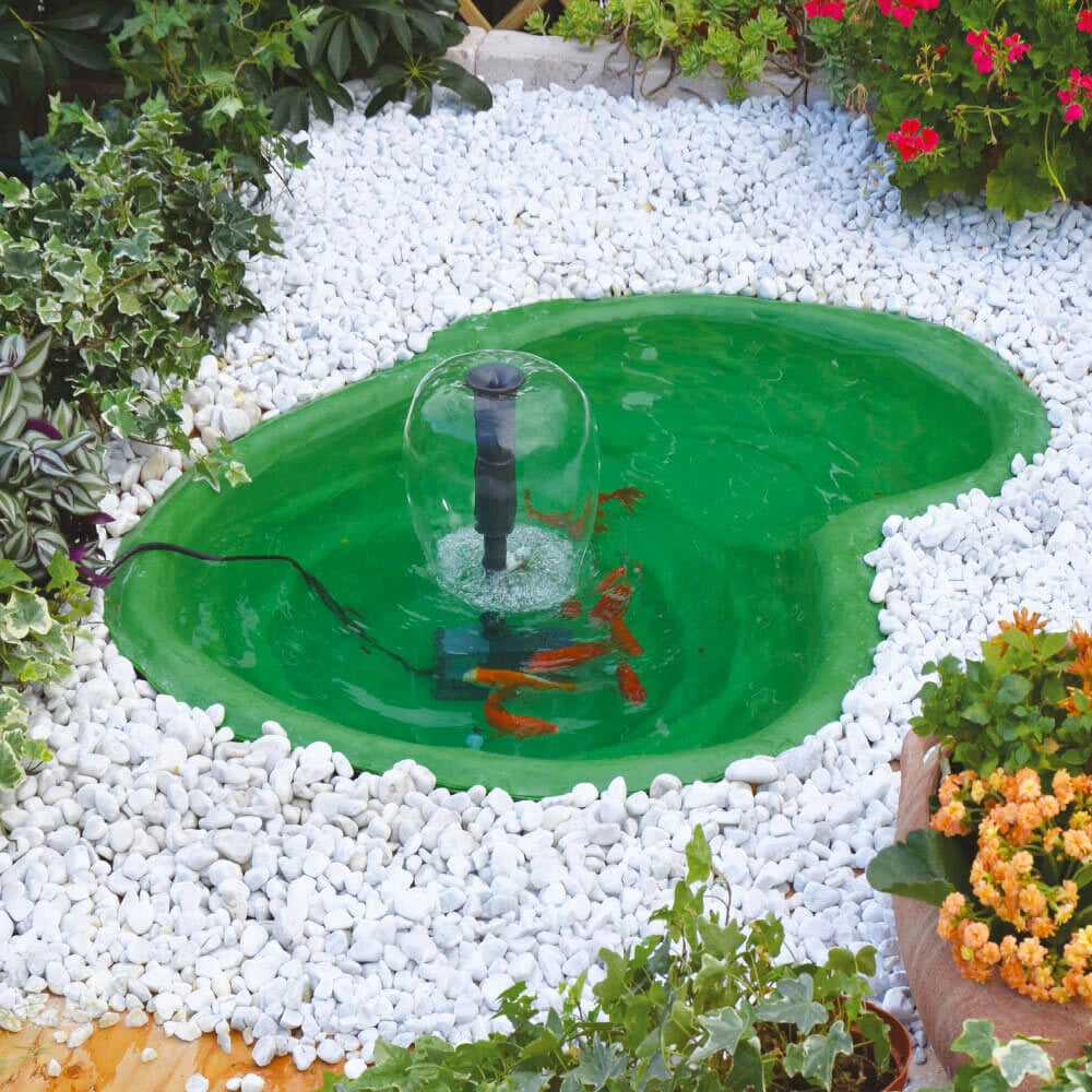 Kit Laghetto Artificiale + Pompa Filtro da Giardino 110x78x28 cm in Polietilene 90 Litri Verde