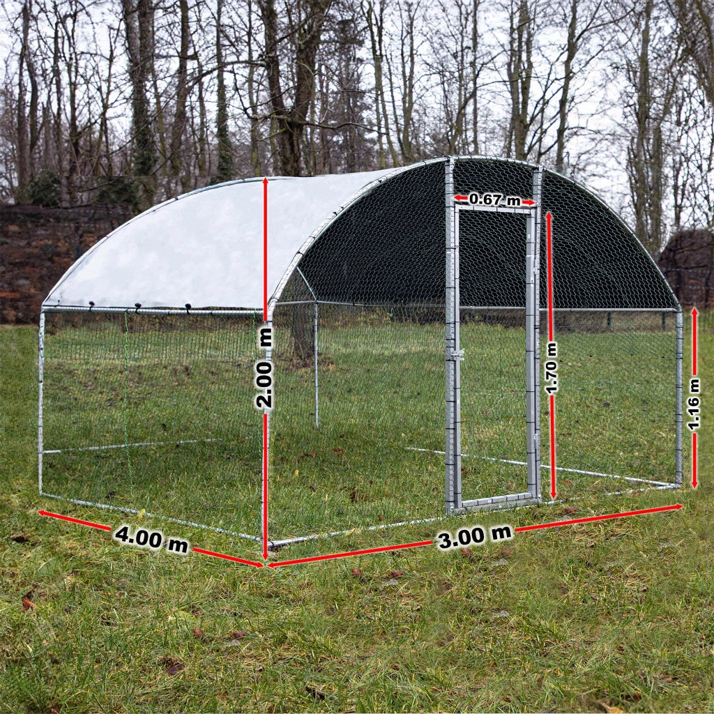 Fudajo Recinto animali XXL 2x2,95x2m con tettoia impermeabile, porta e spazio per movimento libero