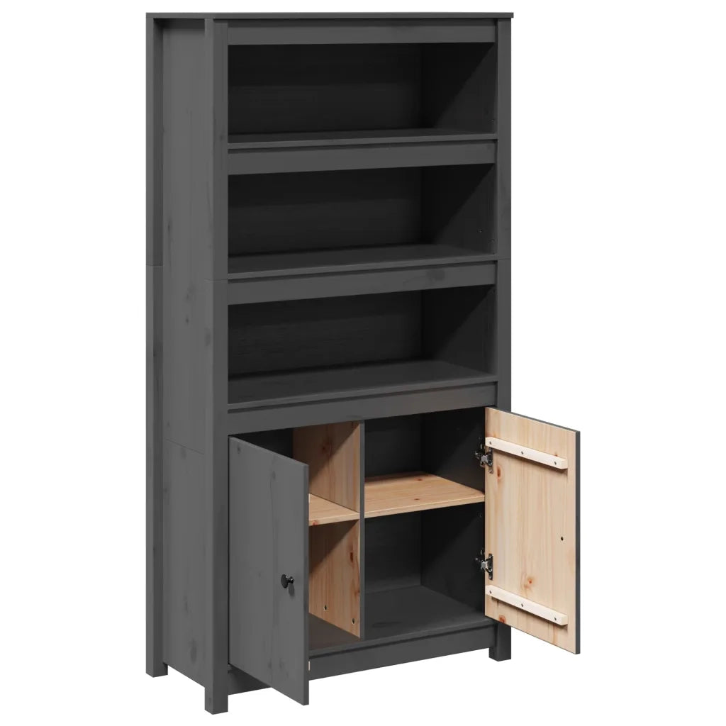 Credenza | Madia | Buffet da pranzo | Armadio da pranzo Grigio 80x35x154 cm in Legno Massello di Pino