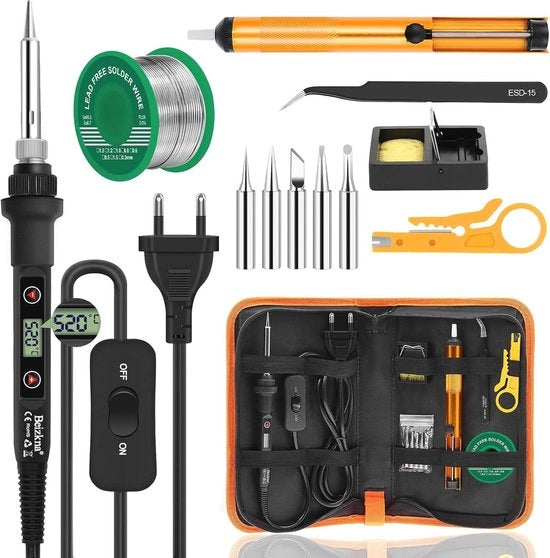 Soldeerbout elettrica 80W con regolazione della temperatura e accessori 13 in 1 per la riparazione