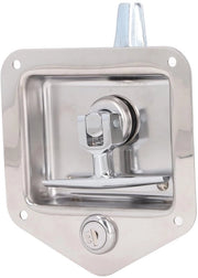 Sistema di chiusura per contenitore di attrezzi in acciaio inossidabile - Maniglia a T - Blocco - Sistema di chiusura incastrabile - 2 Chiavi - Foro di montaggio 90 x 70 mm