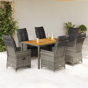 Set da Pranzo da Giardino 7 pz con Cuscini in Polyrattan Grigio 3276728