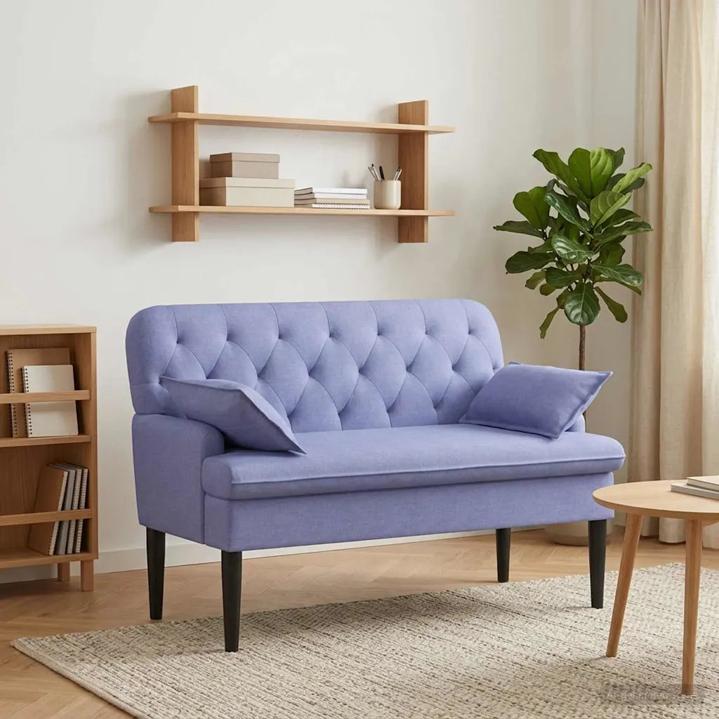 Loveseat con bottoni imbottiti Blu jeans 111 x 68 x 80 cm 42041808