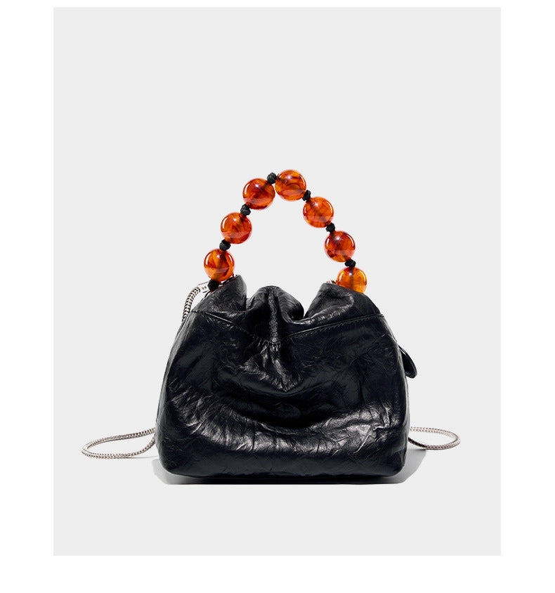 Borsa a tracolla Stachel da donna in vera pelle nera