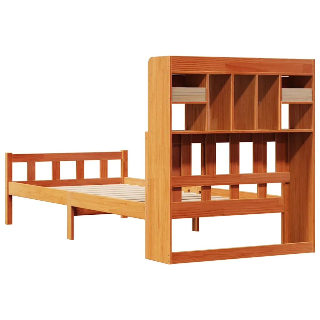 Letto Libreria senza Materasso Marrone Cera 75x190 cm in Pino 3322182