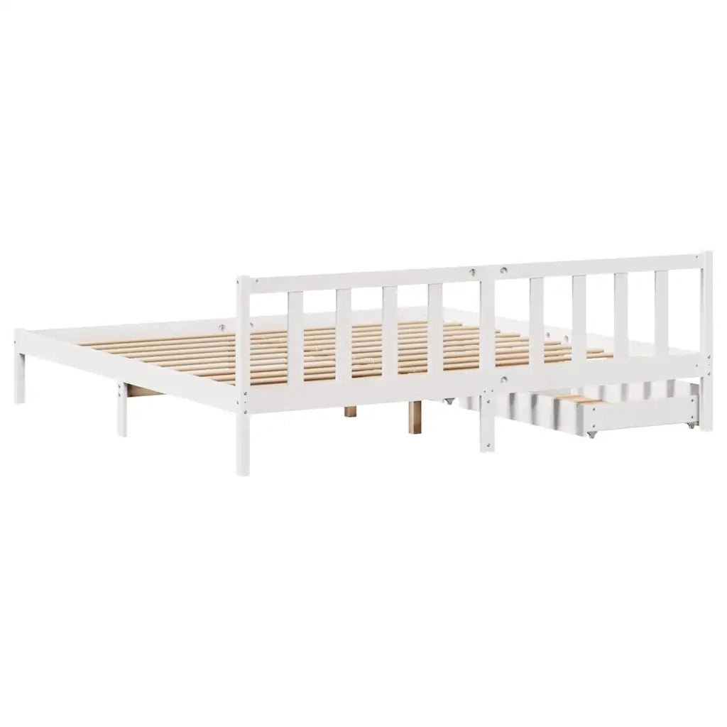 Letto senza Materasso-Struttura Letto Bianco 180x200 cm Legno Massello di Pino 723695
