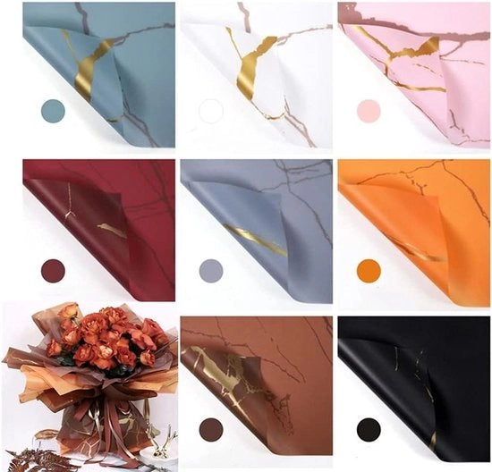 Papier per confezionamento fiori - 24 fogli, 8 colori fiori, artigianato DIY, impermeabile - 23x23 pollici