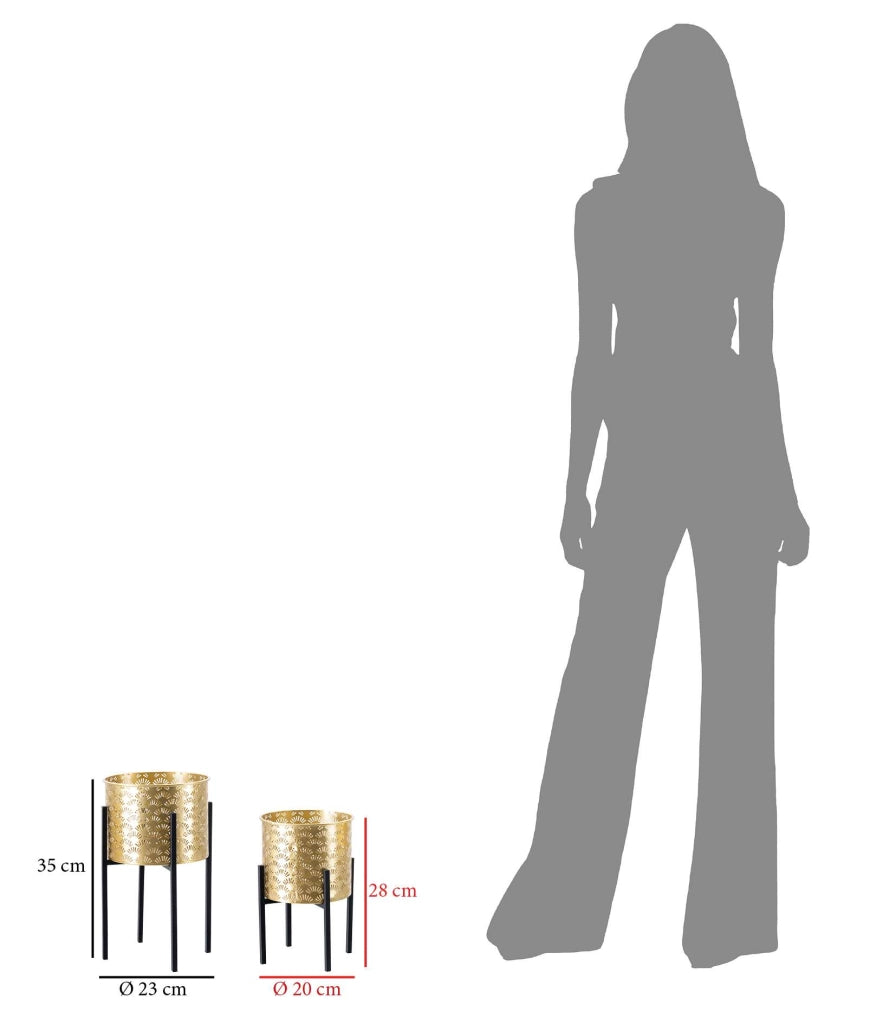 Timna, Vaso set 2 Vasi, Portavasi Rimovibili, oro