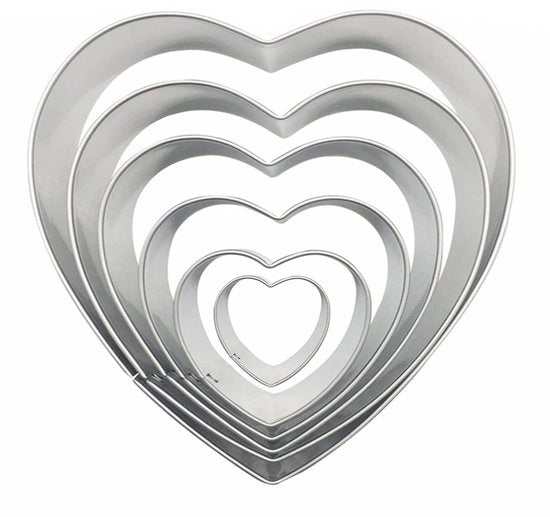 Forma a cuore per biscotti, 6 pezzi, forma biscotti in acciaio inossidabile, forma biscotti a cuore, adatta per biscotti, fudge, frutta secca.
