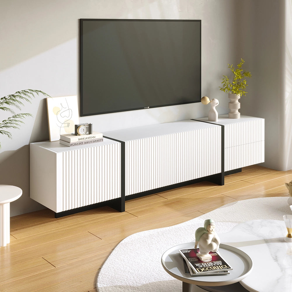 Mobile TV 3 Porte 2 Cassetti - Xylo - Panello particelle Bianco+Nero