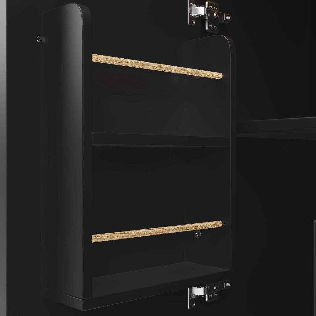 TAVOLO ISOLA CUCINA 137,9x73x92,2 cm Nero in MDF e Metallo pieghevole