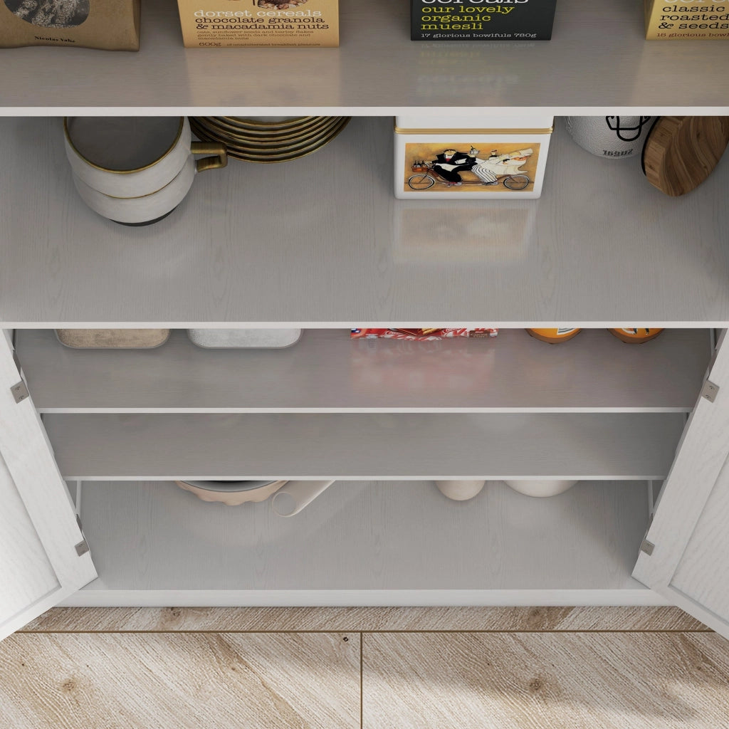 Credenza Mobile Alto Cucina 4 Ante e 6 Ripiani 76x40,5x184 cm in Legno Bianco