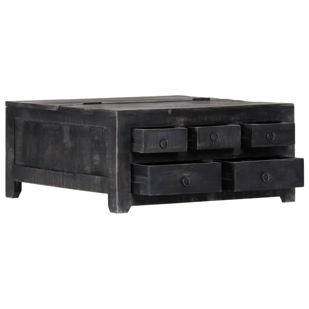 Tavolino da salotto | Tavolino da caff¨¨ | Tavolino da Soggiorno Nero 65x65x30 cm in Legno Massello di Mango