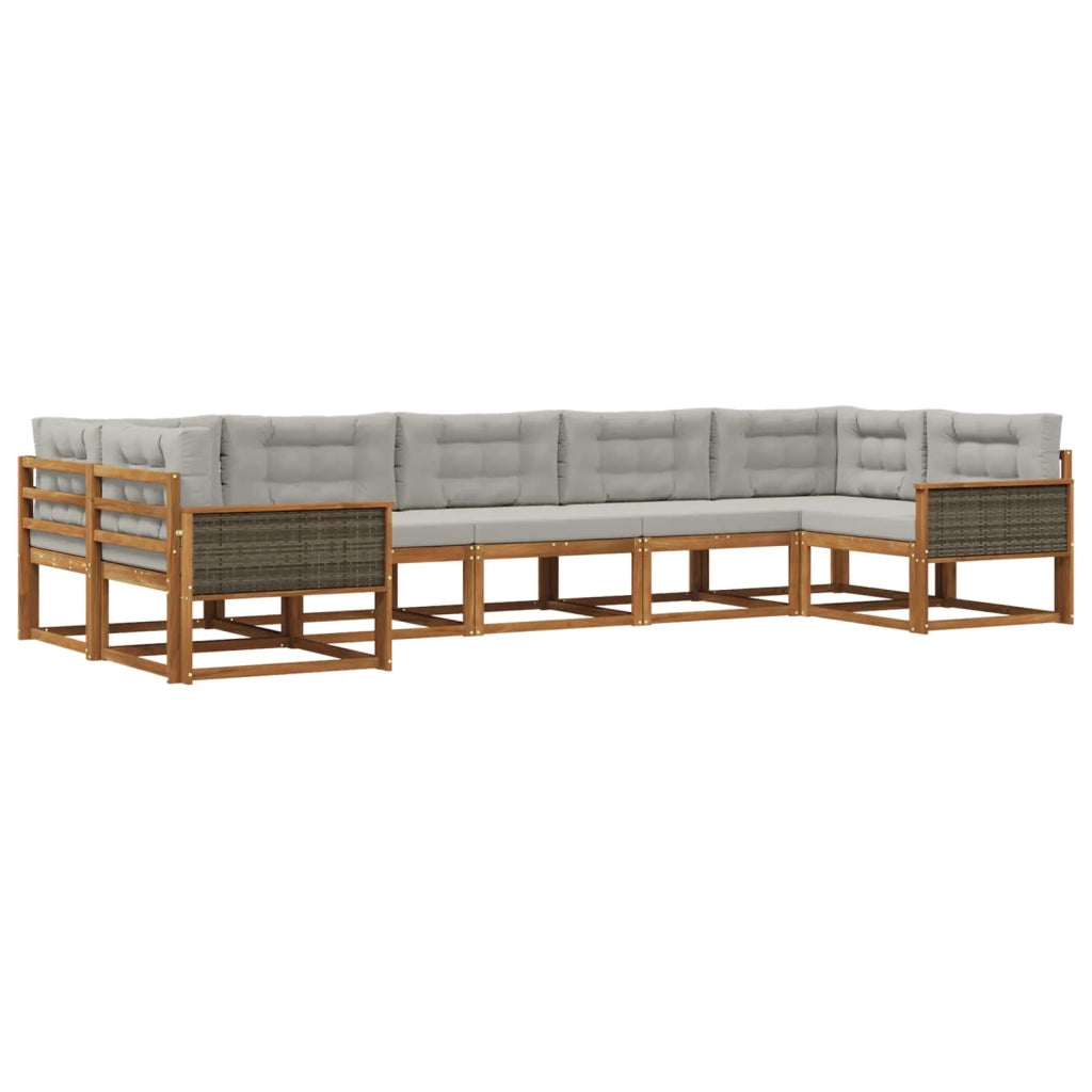 Set di divani da esterno 7 pz Naturale e Grigio Chiaro 3382859