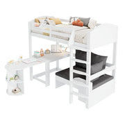 Letto a Soppalco 90x200 cm con tavolo estraibile; mensole e divano contenitore