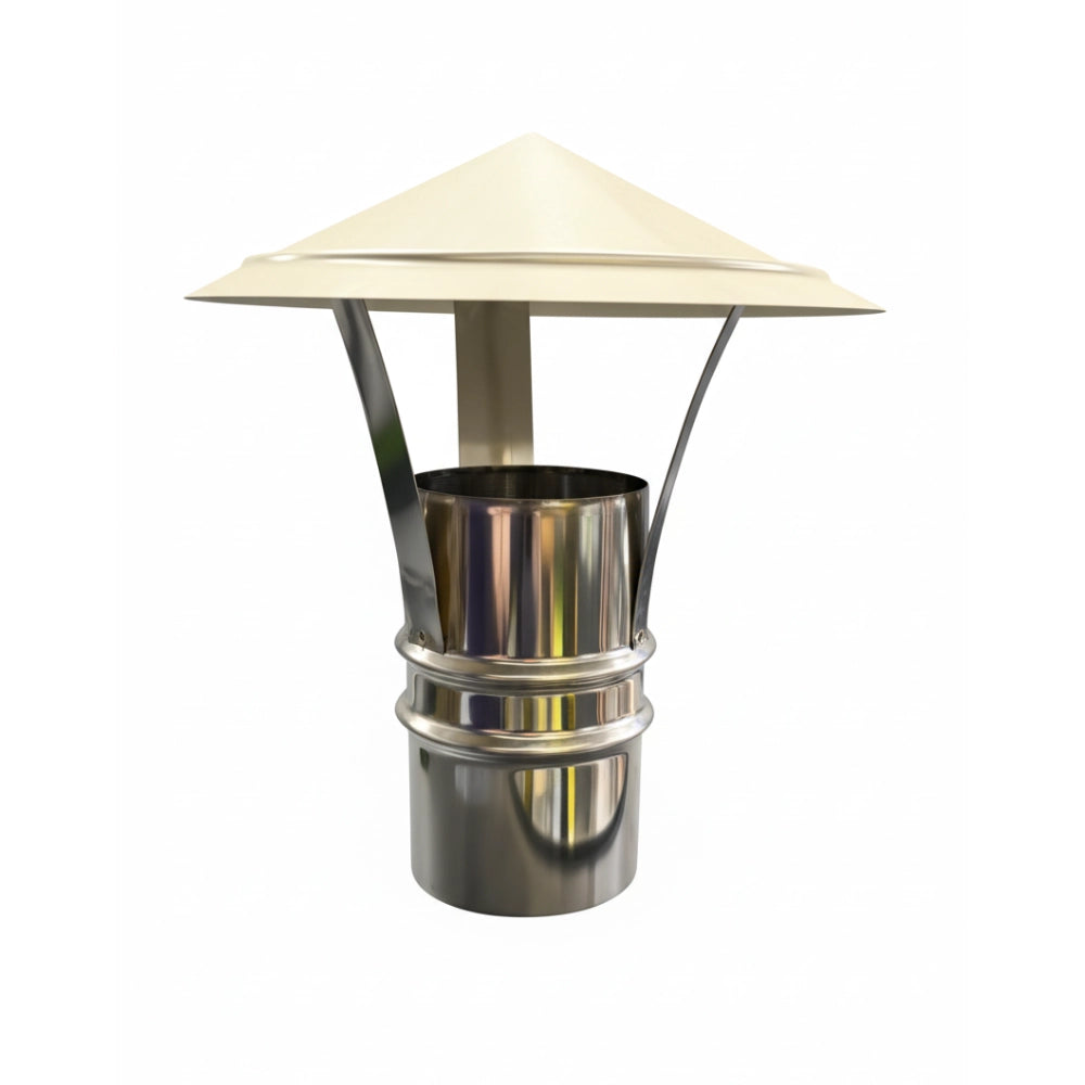 Cappello cinese acciaio inox base tonda Ø 80 tiraggio camino dispersore fumi