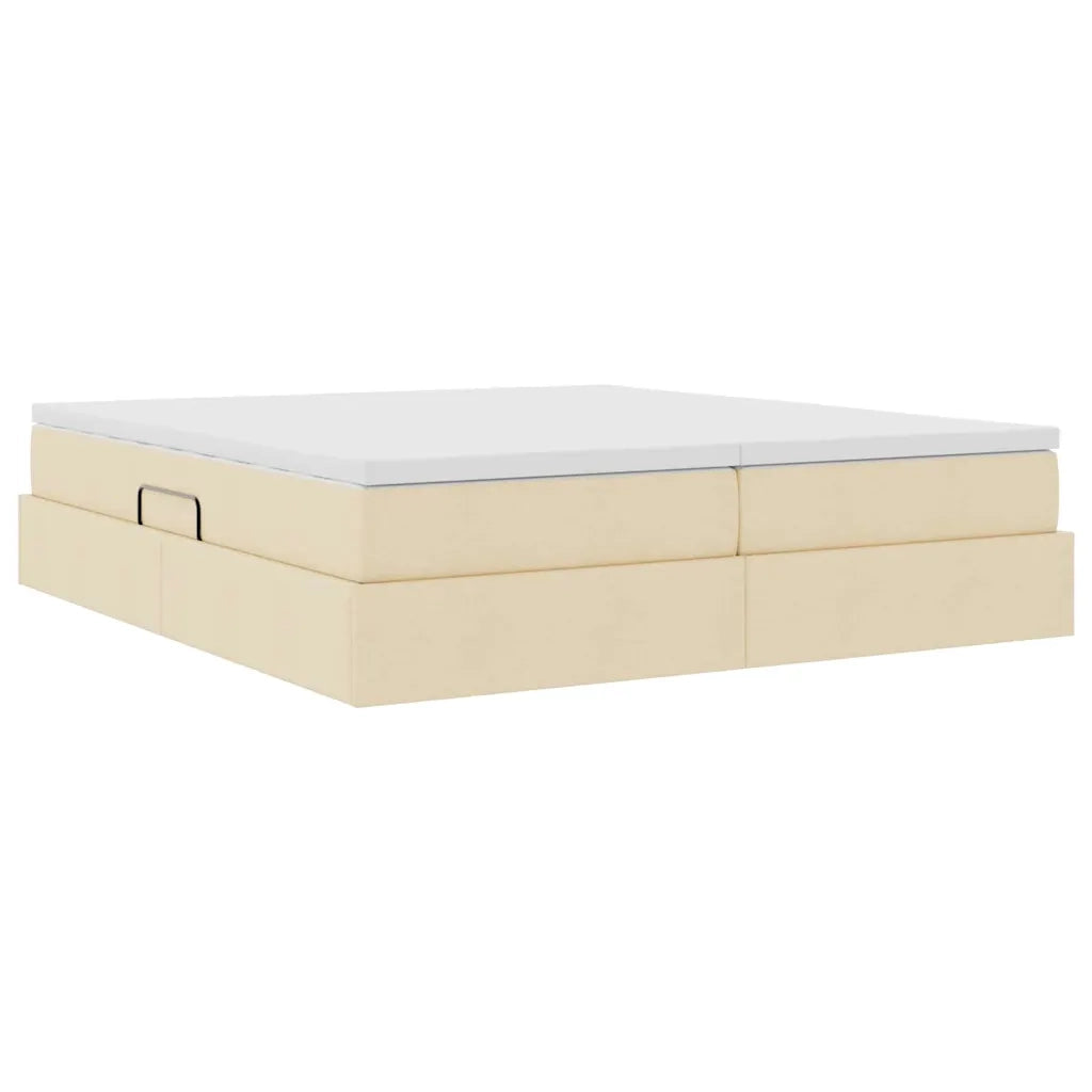 Letto con contenitore e materasso Crema 180 x 200 cm Poliestere