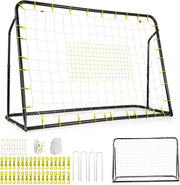 Set di Reti da Calcio 2-in-1 per Bambini: Ribalta e Porta da Calcio 187 x 122,5 cm, Set di Rete di Rimbalzo e Rete da Calcio Regolabile, Struttura in Metallo Robusto