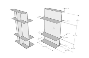 Porta TV a Parete 100x50x170,4 cm con 3 Ripiani Loki A Antracite Spatolato