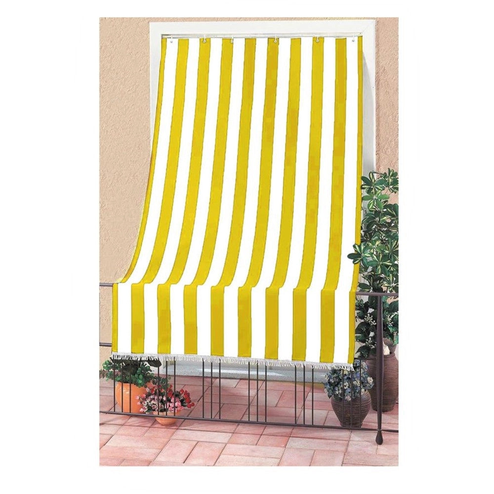 Trade Shop - Tenda Da Sole A Righe Con Anelli Per Porta Esterno Balcone Veranda Giardino 145x250cm -