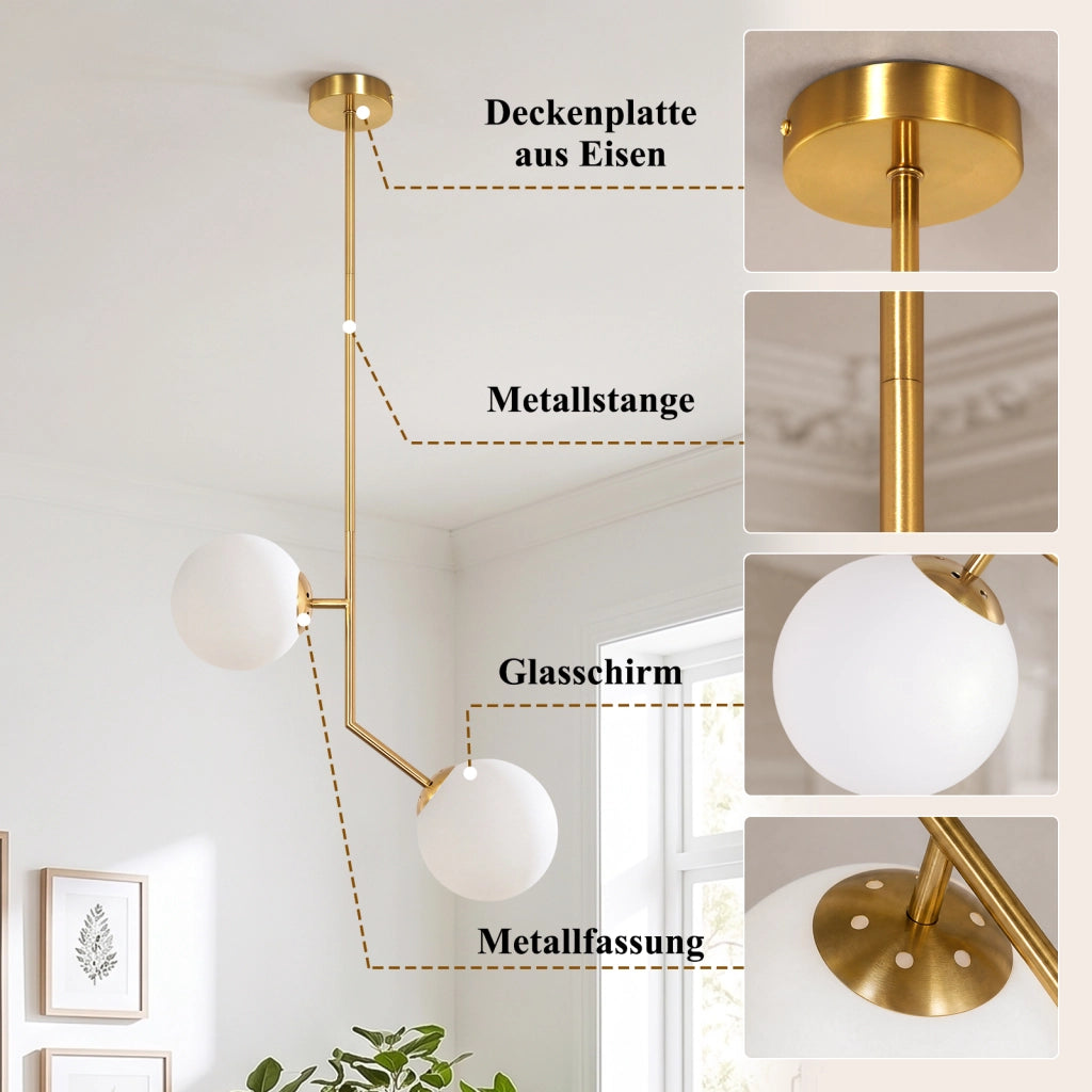 ZMH Lampada a Sospensione 2 Luce Vetro G9 Moderna per Camera Soggiorno senza lampadine