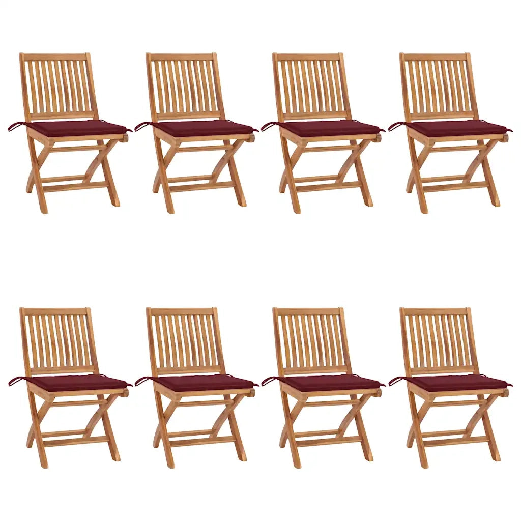 Sedie da Giardino Pieghevoli con Cuscini 8 pz Massello di Teak cod mxl 72204