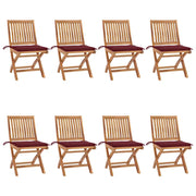 Sedie da Giardino Pieghevoli con Cuscini 8 pz Massello di Teak cod mxl 72204
