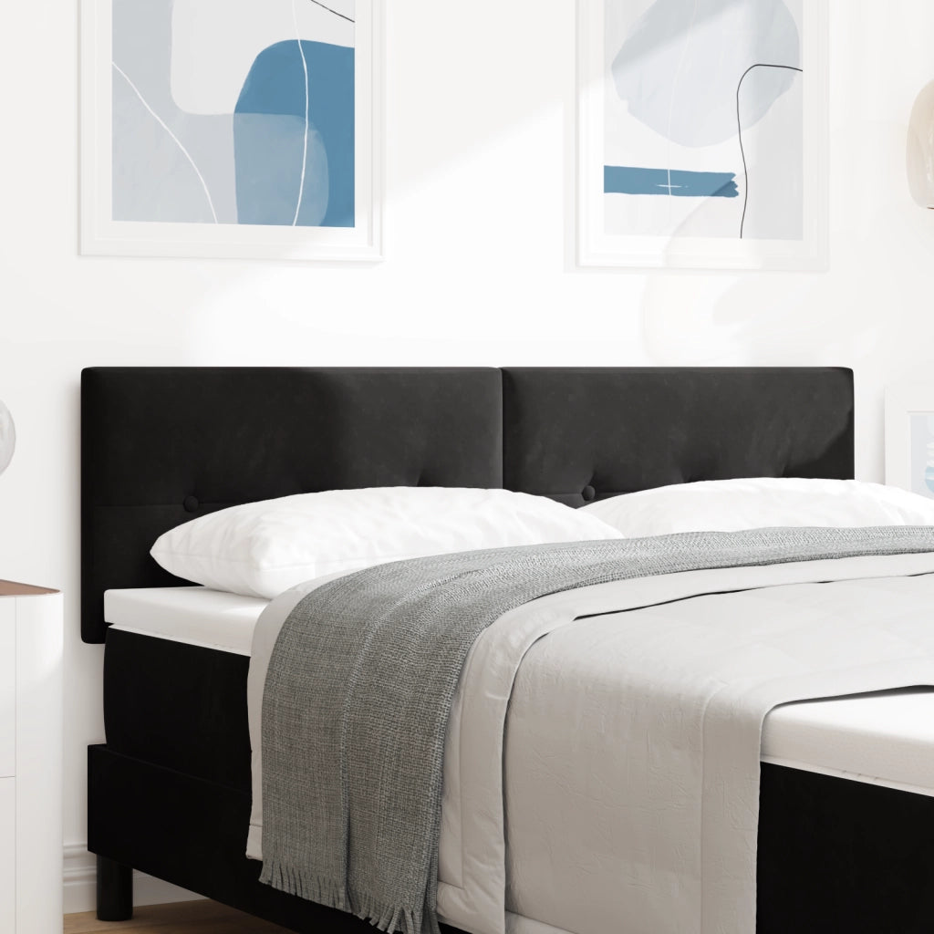 Testata Letto LED Bottoni Trapuntati Nera 80 cm Velluto