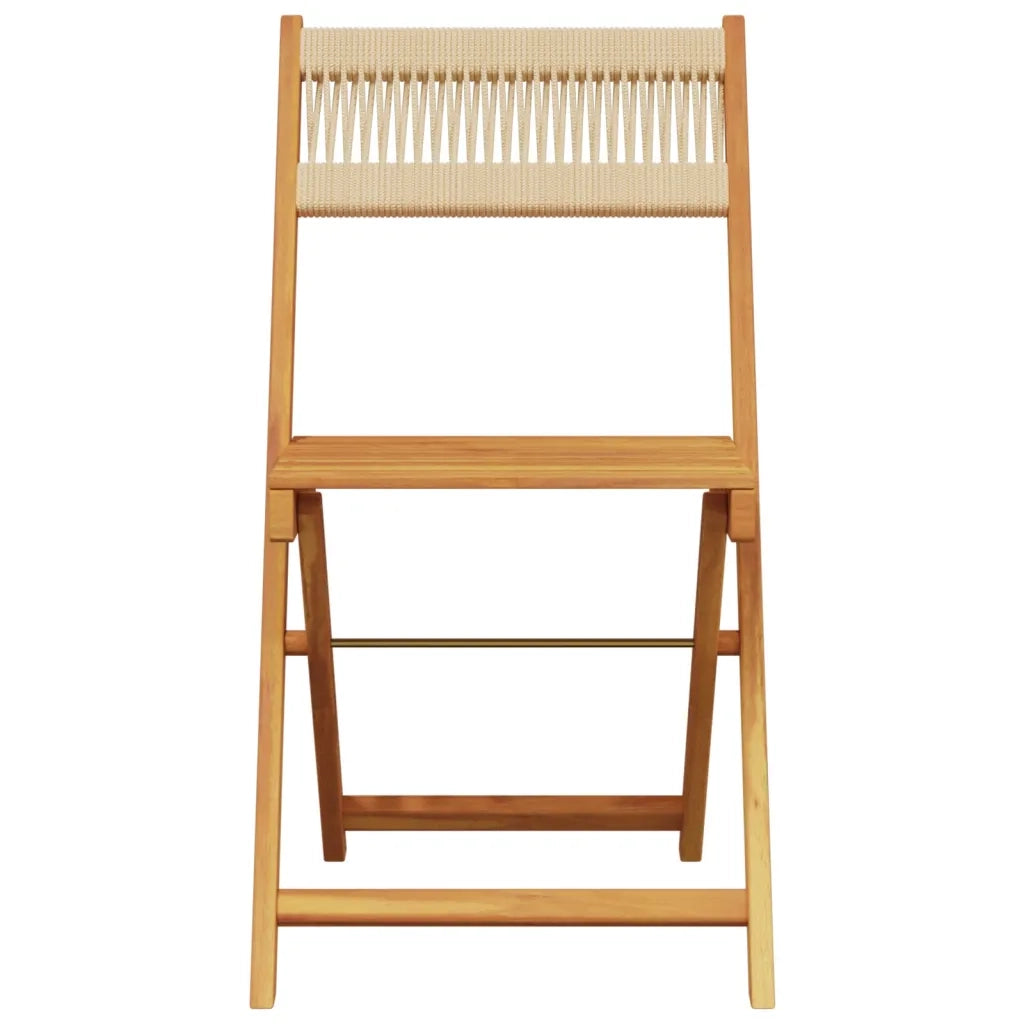 Set da Bistrot 3pz | Set Salotto da Giardino Beige in Polipropilene e Legno Massello