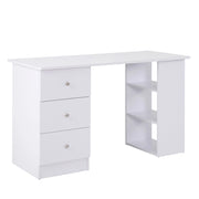 EASYCOMFORT Scrivania con Cassetti e Ripiani Portaoggetti, Bianco, 120x49x72cm