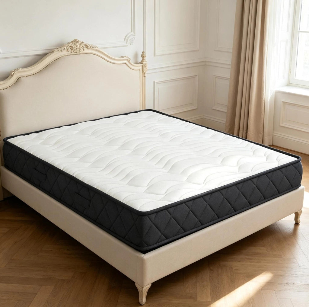 Materasso 140 x 190 cm in poliestere bianco e grigio, memory foam