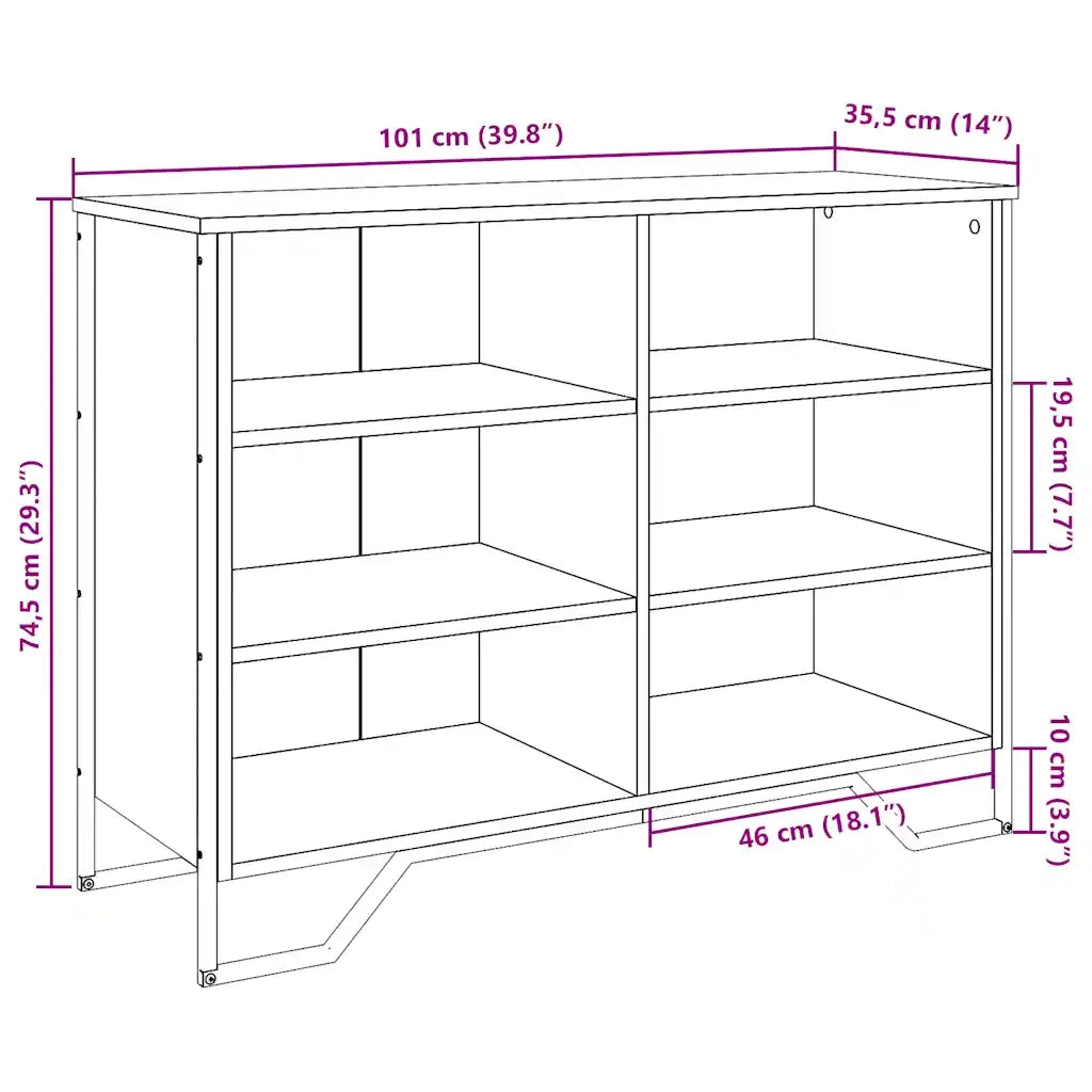 Credenza Nera 101x35,5x74,5 cm in Legno Multistrato 848554