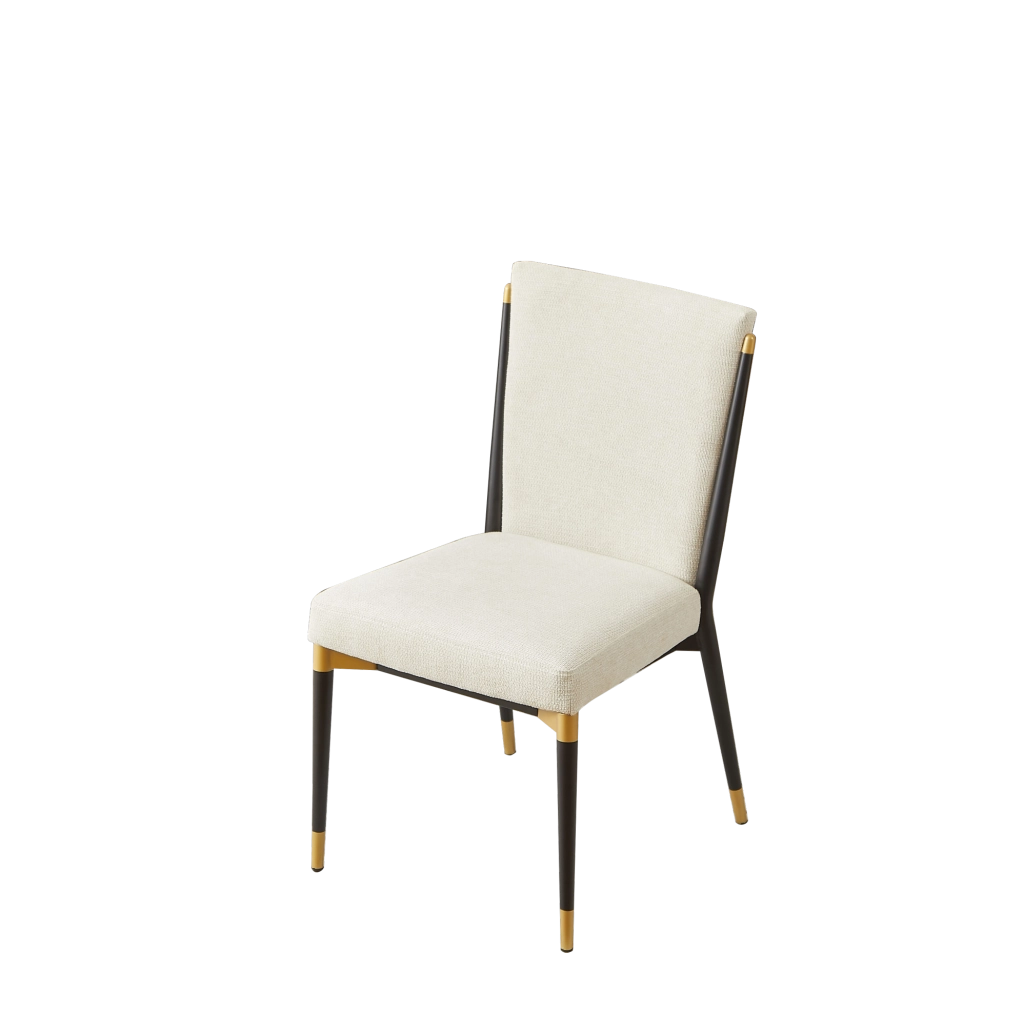 Set di 2 sedie da pranzo beige con struttura nero-oro