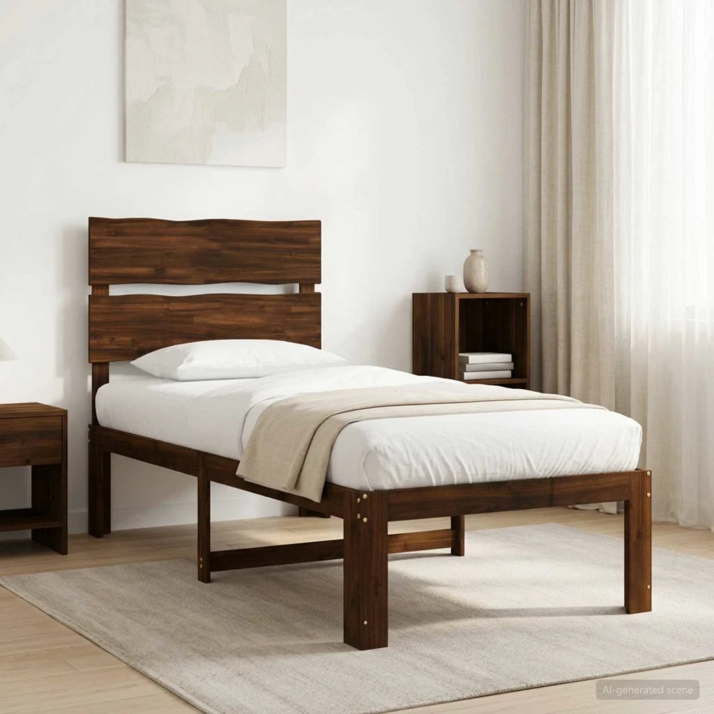 Letto Singolo con Testiera ROSTOCK Marrone Scuro 90 x 190 cm 903482