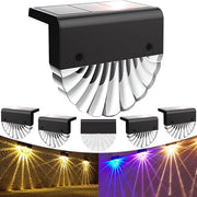 Illuminazione esterna a energia solare - 6 pezzi di lampadine LED per esterno e cancelli con 2 modalità bianco caldo/color e lampade a parete per esterno - impermeabile, decorativo e risparmio energetico