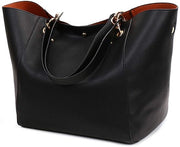 Borsa a Mano in Pelle di Qualità per Donne con Stampa Artistica, Grande Tote con Spalla e Cinturino, Impermeabile e Leggera, Ideale per Regali per Donne (Nero)