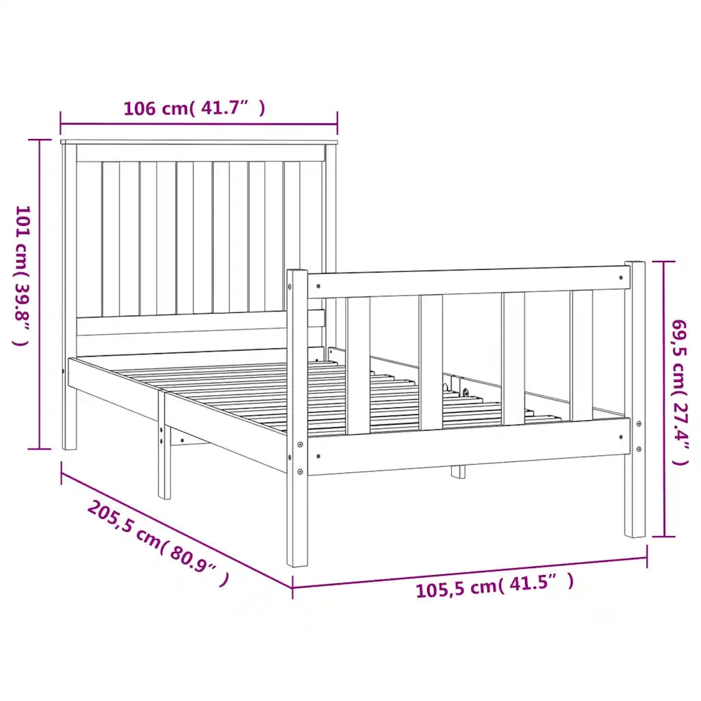 Giroletto senza Materasso-Struttura Letto 100x200 cm in Legno Massello di Pino 374910