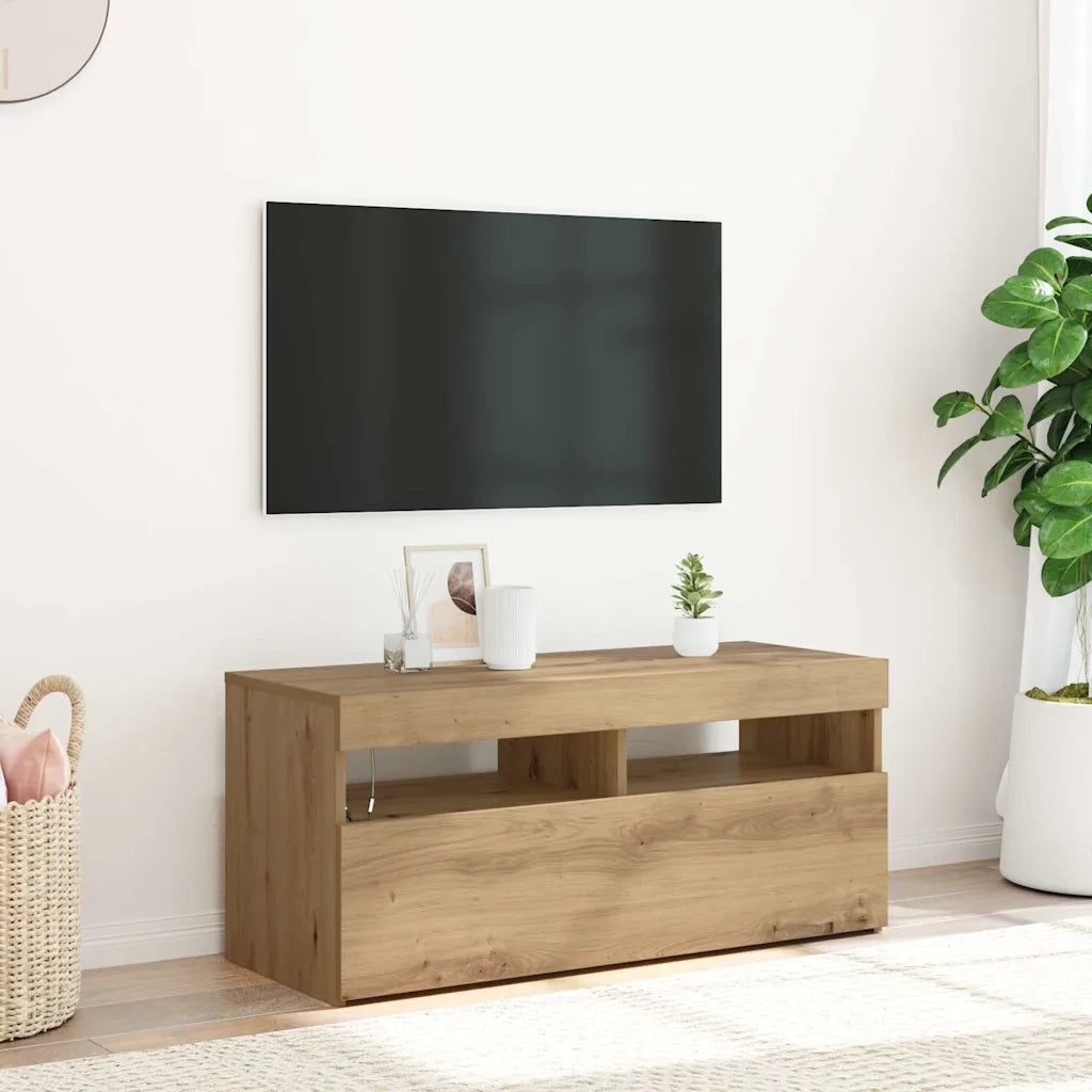 Mobile Porta TV con LED Artigianale 90x35x40 cm Multistrato