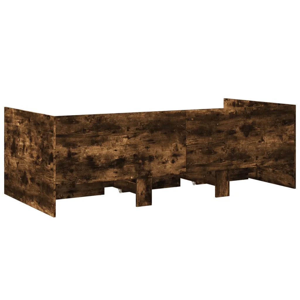 Divano Letto con Cassetti senza Materasso Rovere Fumo 75x190 cm