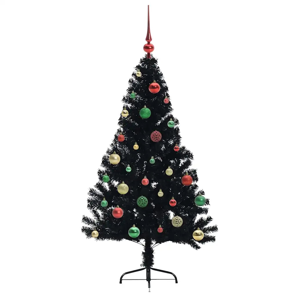 Albero di Natale | Decorazioni natalizie artificiale con luci integrate Nero 150 cm PVC