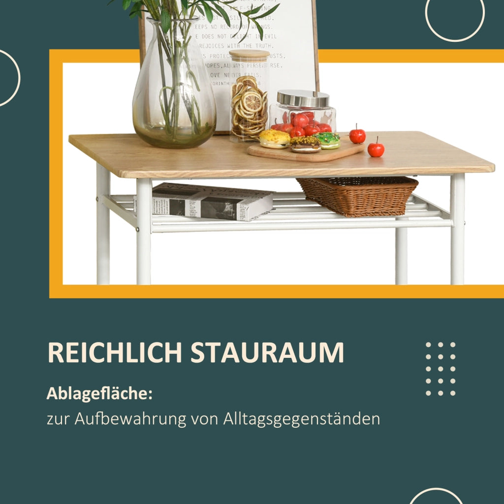TAVOLO BAR Set da 3 pezzi stile industriale 80x50x90 cm MDF Bianco