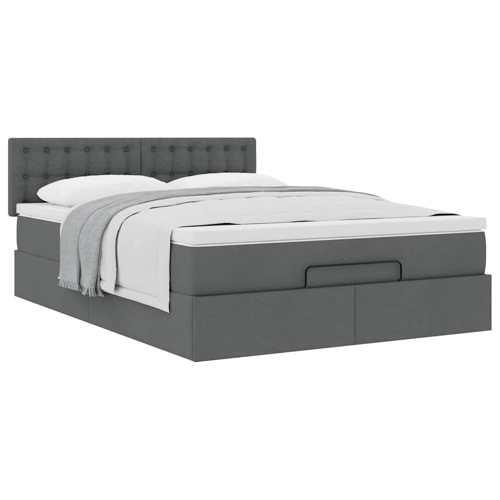 Pouf Letto con Materasso Grigio Scuro 140x200 cm in Tessuto 3311630