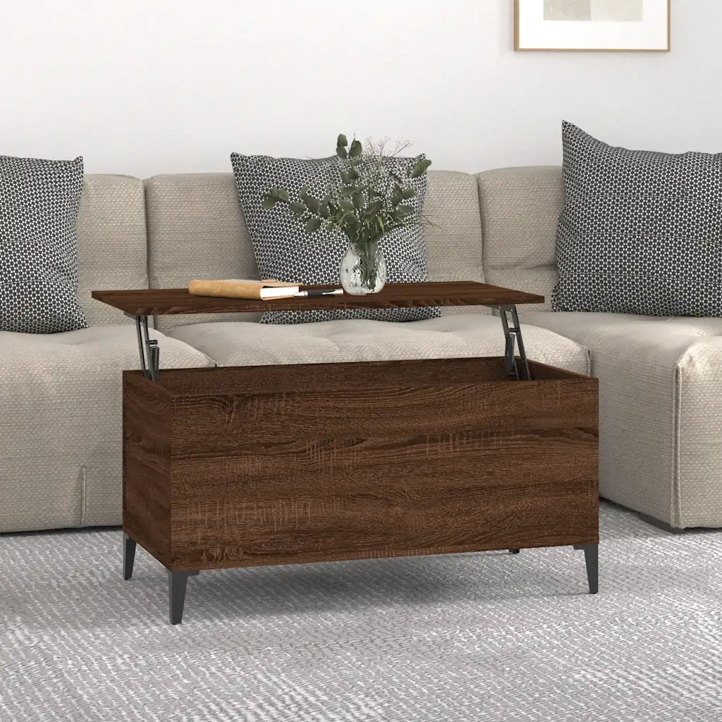 Tavolino Salotto-Tavolino da soggiorno-Tavolo Rovere Marrone 90x44,5x45 cm Legno Multistrato 366782