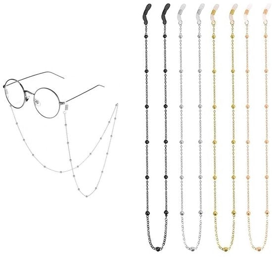 Cinturino per occhiali 4 pezzi - Corda per occhiali regolabile - Ferretti antiscivolo - Adatto per donne/uomini - Ideale per sport/viaggi