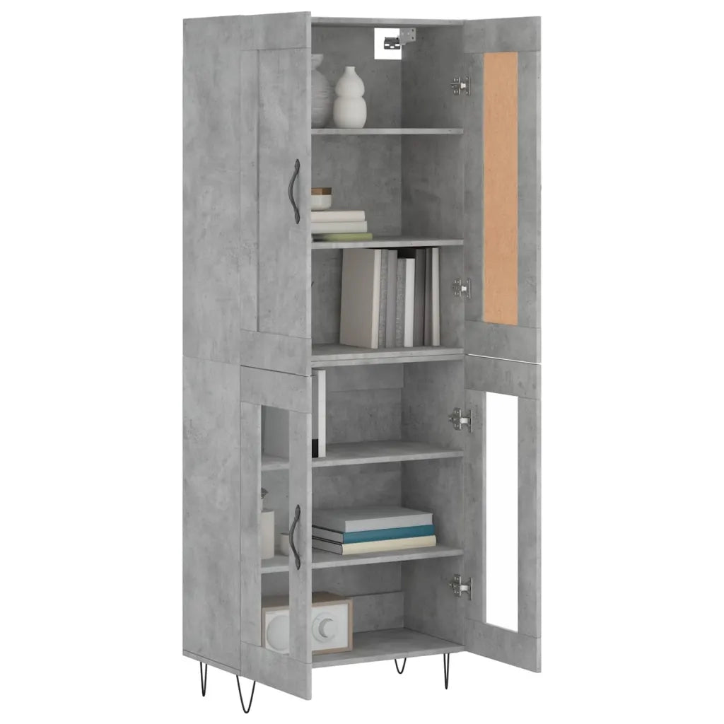 Credenza-Buffet-Armadio da cucina Grigio Cemento 69,5x34x180 cm in Legno Multistrato 793196